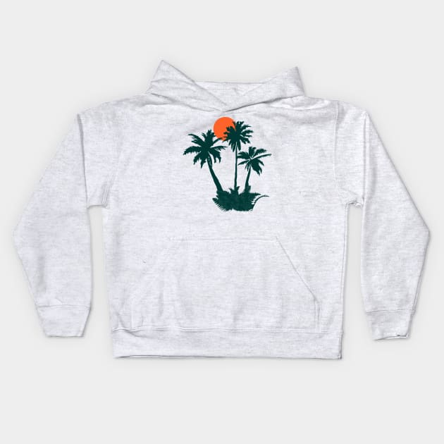 Minimalist Abstract Nature Art #33 Palm Tree in A Tropical Island Beach Kids Hoodie by Insightly Designs